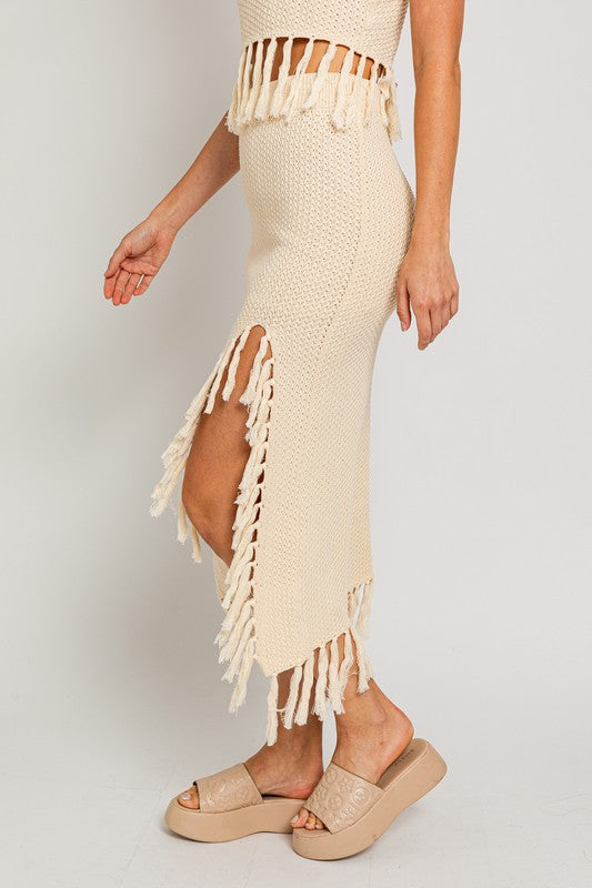 Tabatha Tassel Detail Sweater Midi Skirt - 2 colors