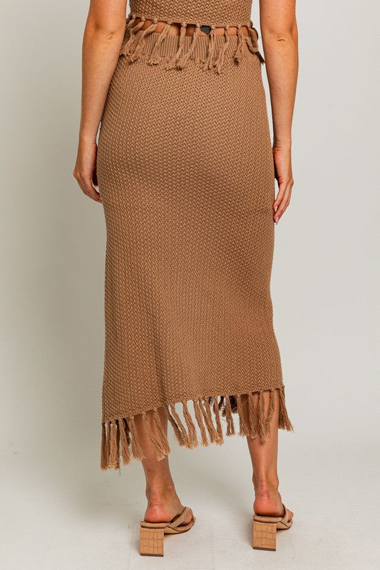 Tabatha Tassel Detail Sweater Midi Skirt - 2 colors