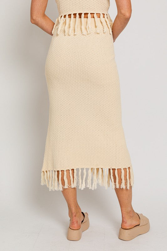 Tabatha Tassel Detail Sweater Midi Skirt - 2 colors