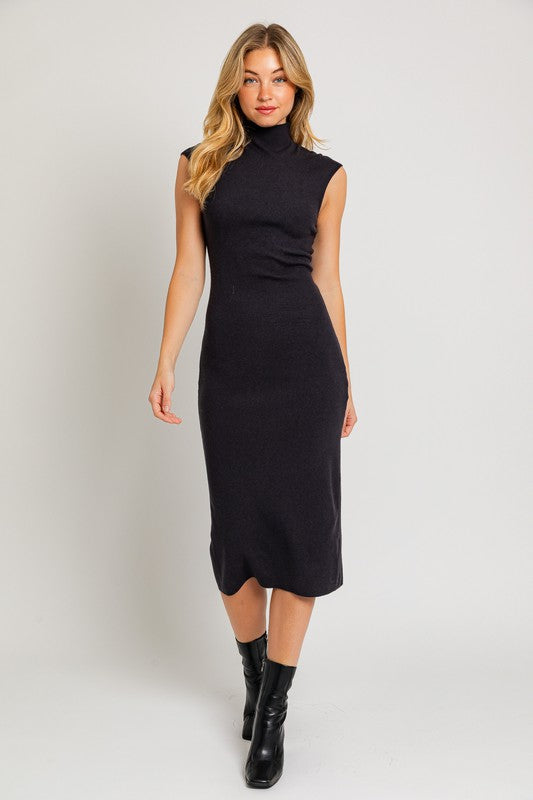 Larsa Mock Neck Sweater Midi Dress