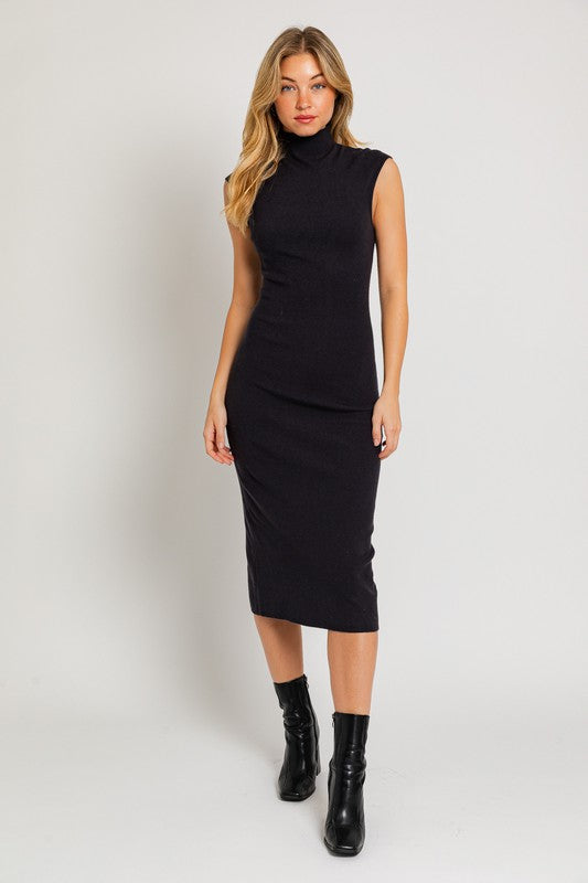 Larsa Mock Neck Sweater Midi Dress