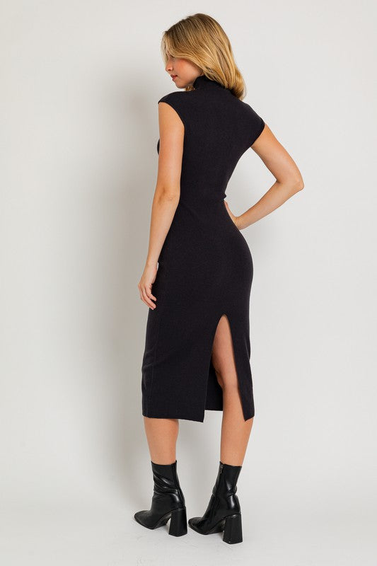 Larsa Mock Neck Sweater Midi Dress