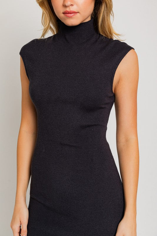 Larsa Mock Neck Sweater Midi Dress