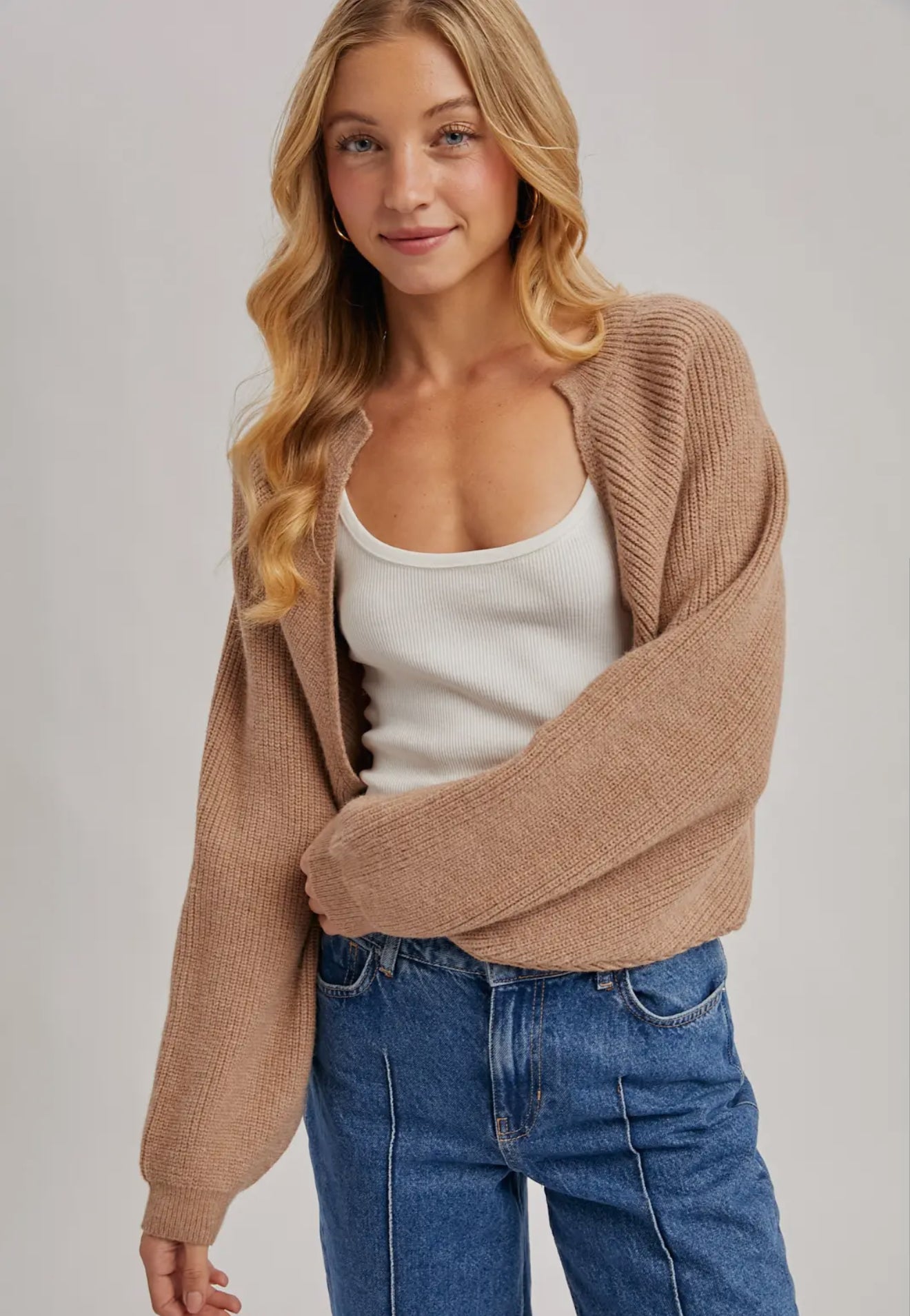 PREORDER - Cropped Knit Bolero Shrug Sweater