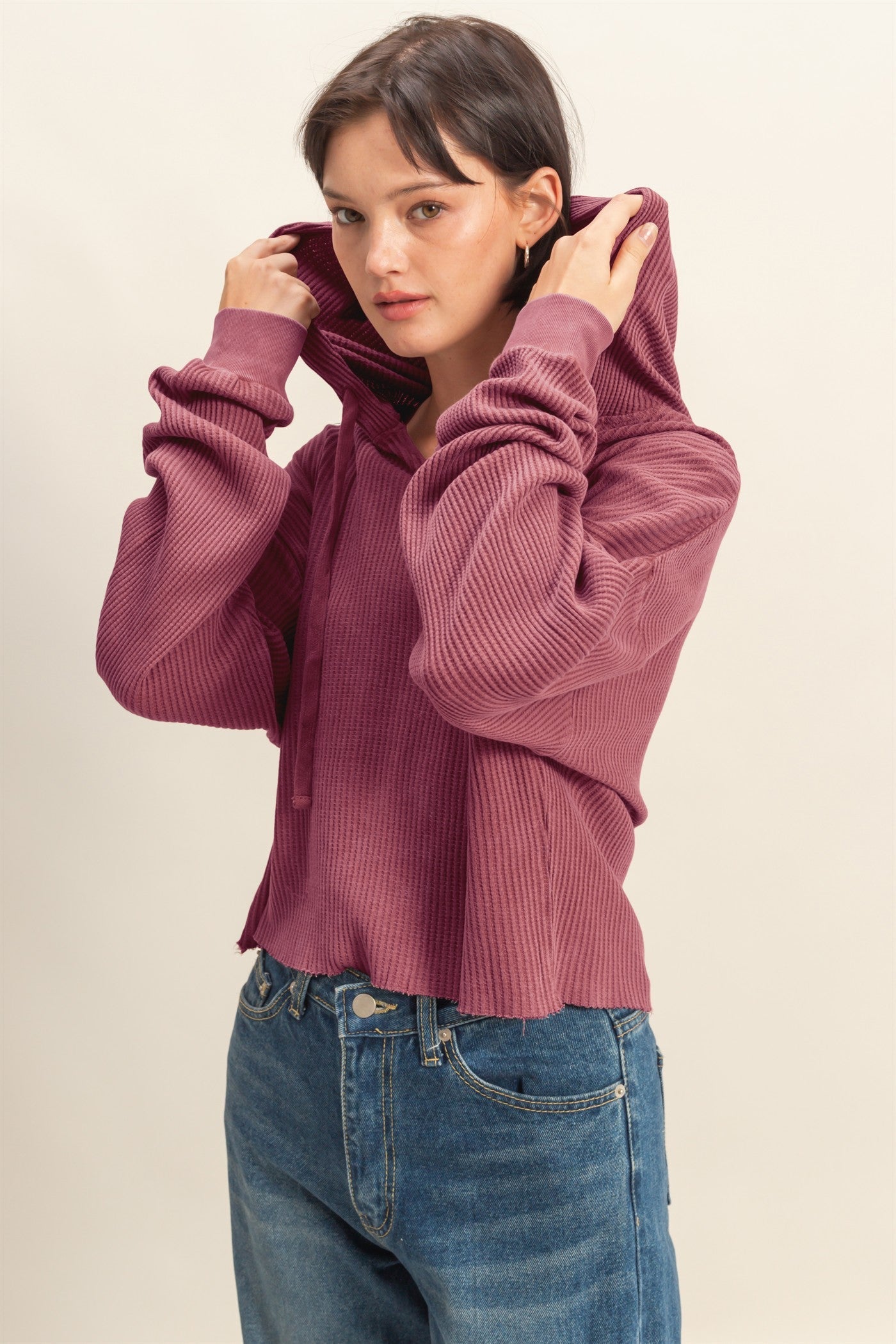 PREORDER - Sundaze Ribbed Knit Hoodie - 4 colors