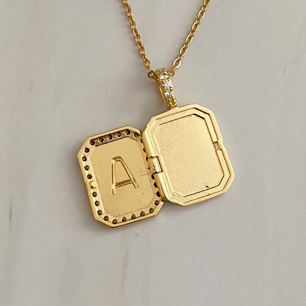 Initial Deco Open Locket Pendant Necklace