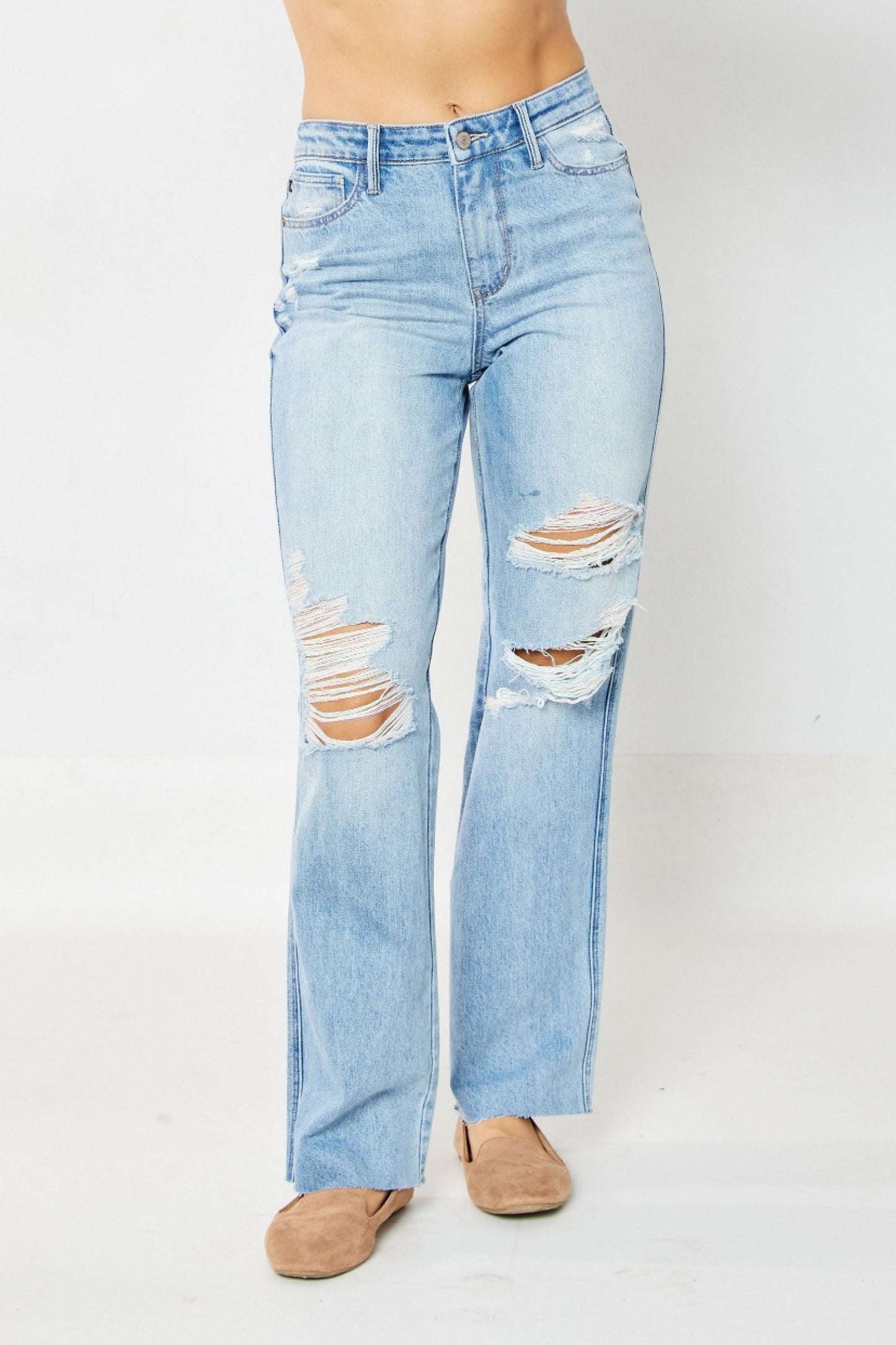 Ramona High Rise Rigid Magic Destroyed Straight Jeans