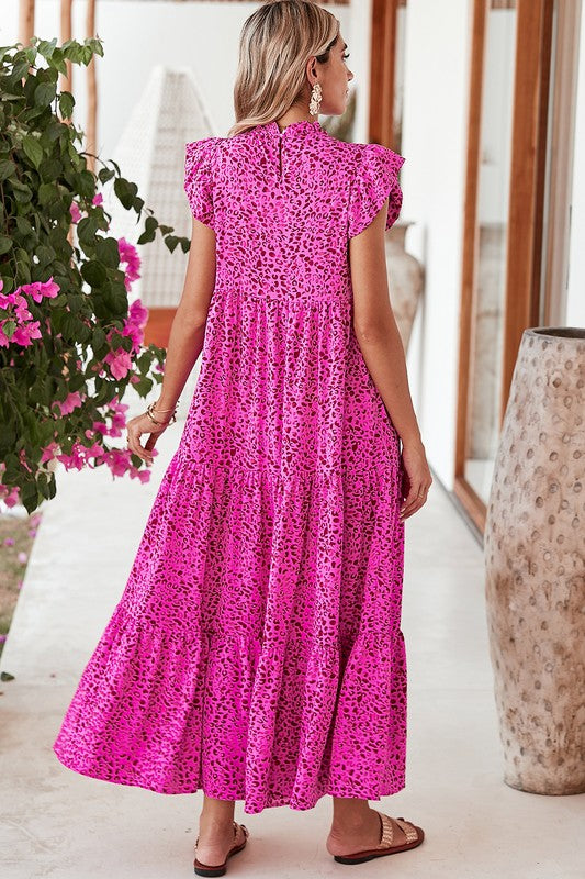 Hot to Trot Leopard Print Ruffle Maxi Dress