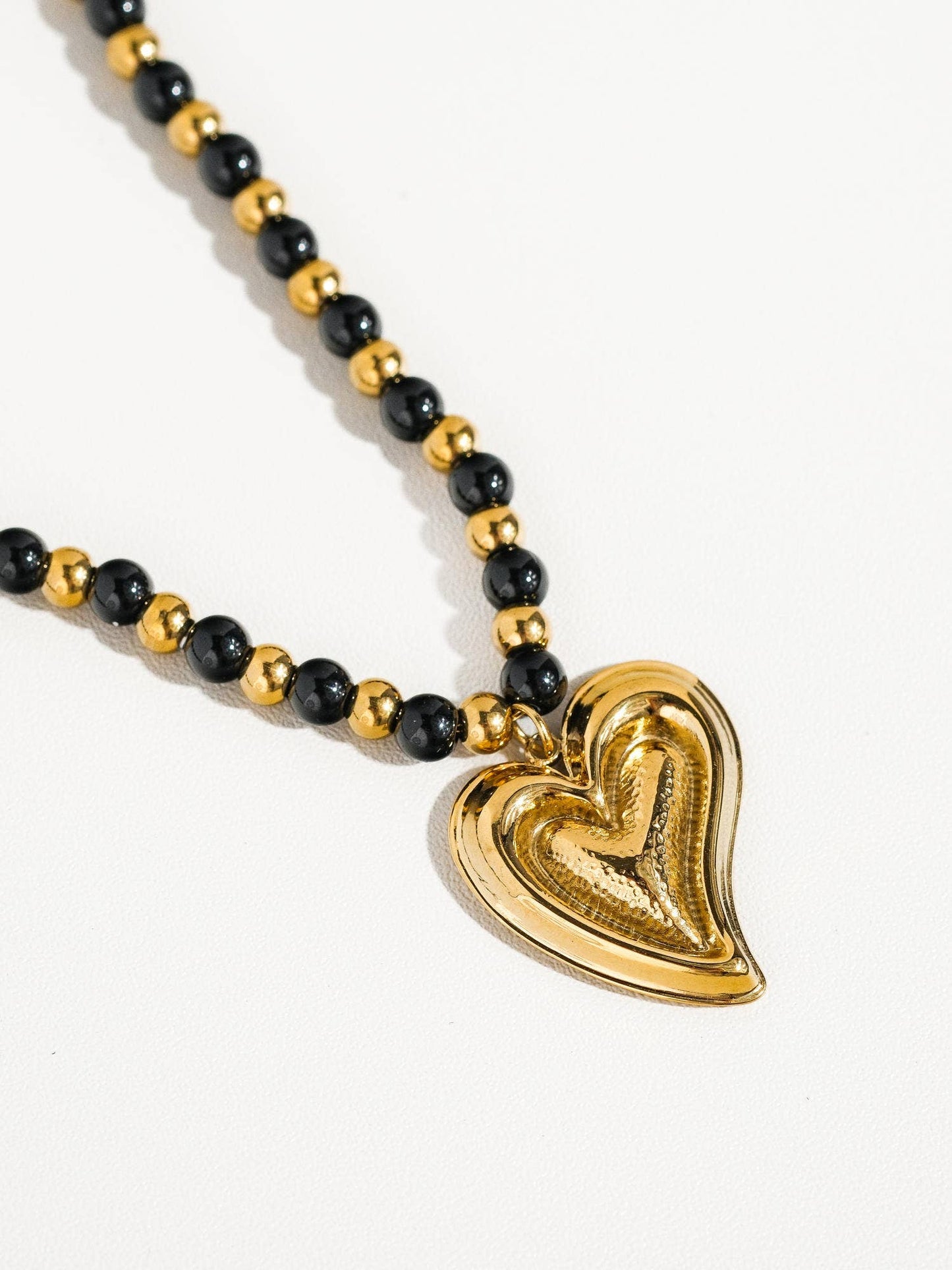 Sappho Gold Heart Beaded Necklace