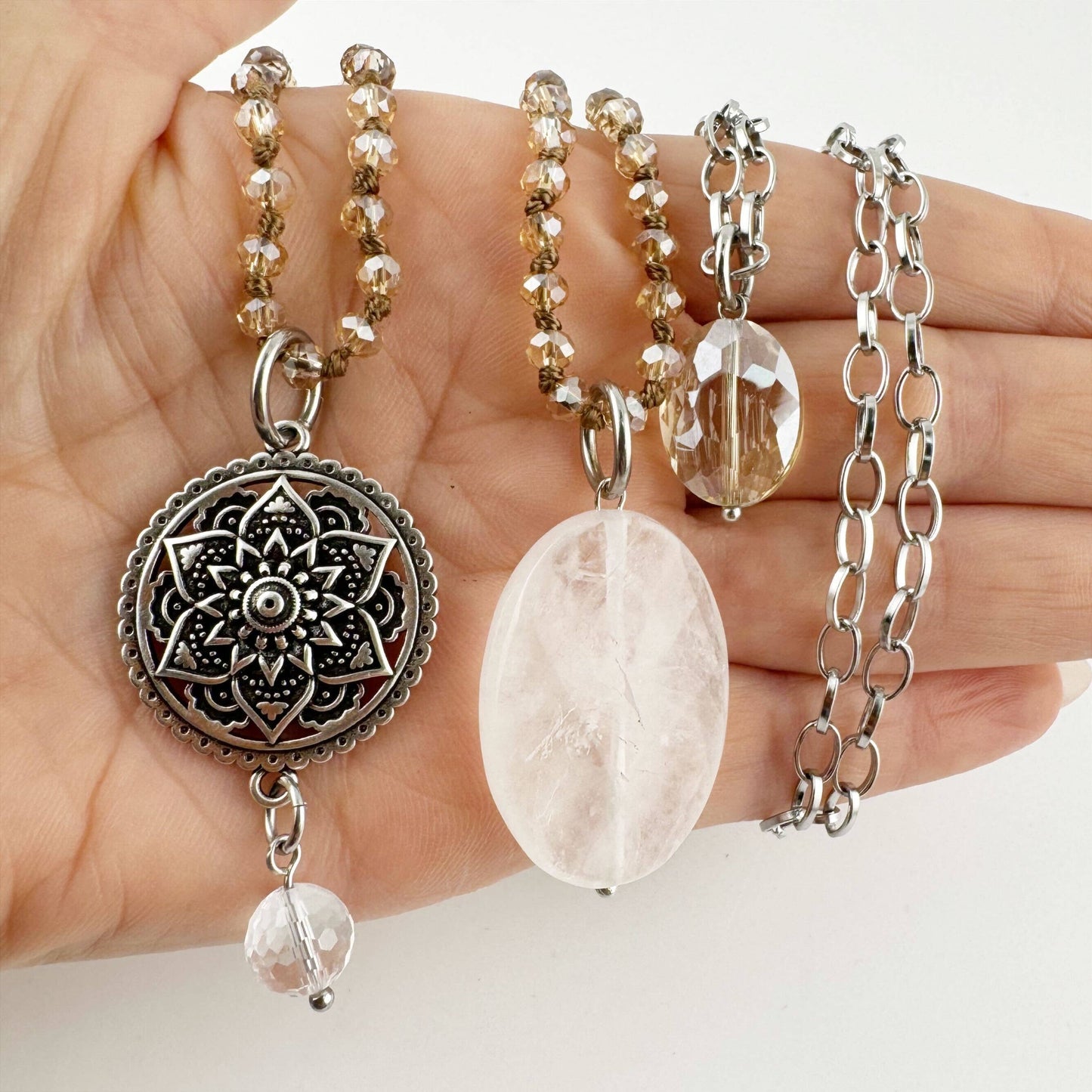 GRATEFUL THANKFUL BLESSED | MANDALA | Original Layering BUNDLE - 2 necklaces!