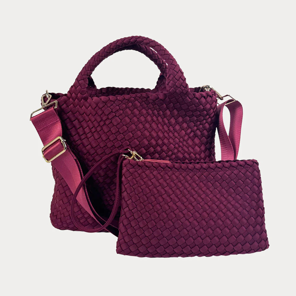 Lily Woven Neoprene Tote with Pouch - 14 colors