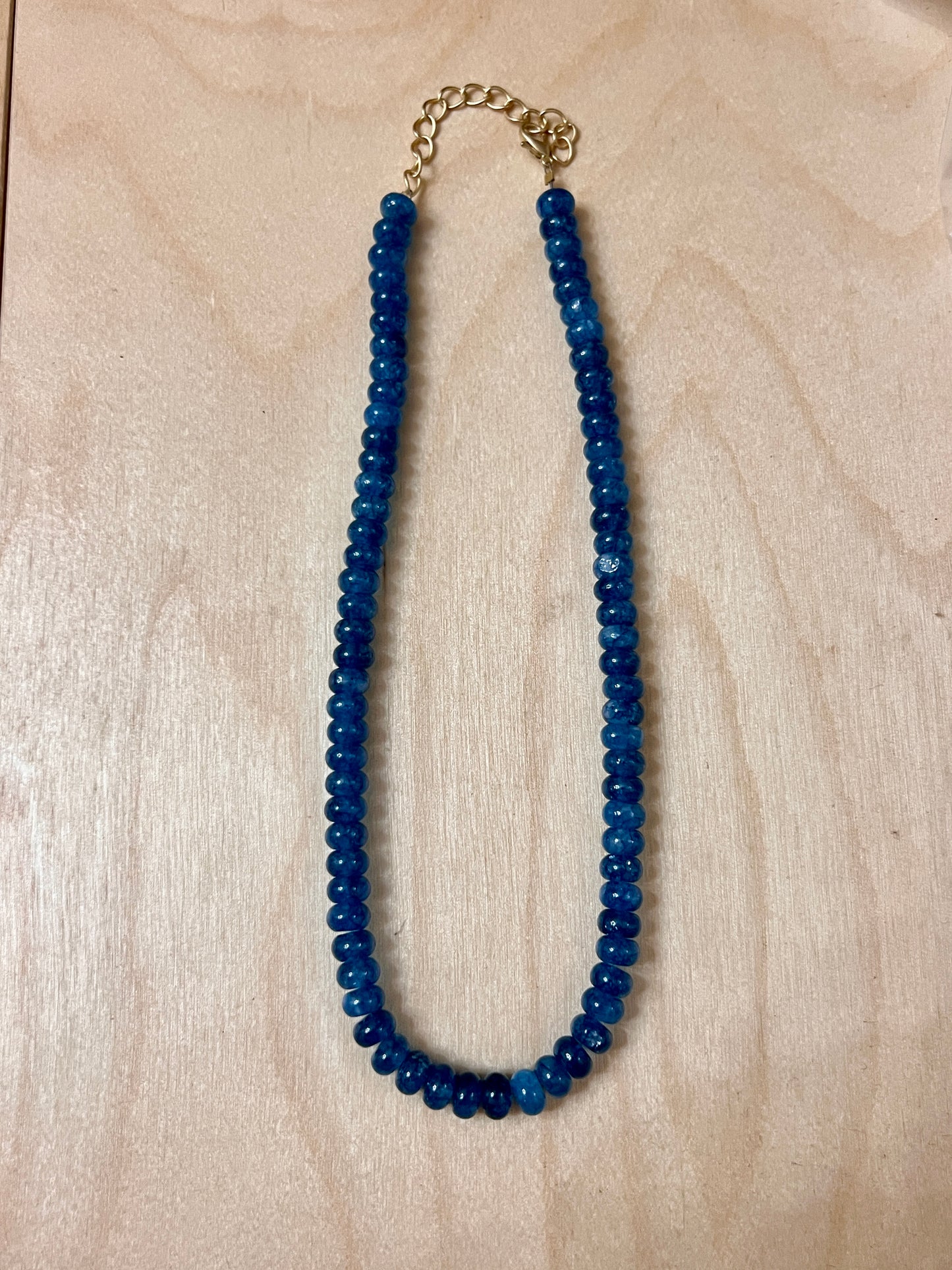 Blue Jade Natural Stone Beaded Necklace