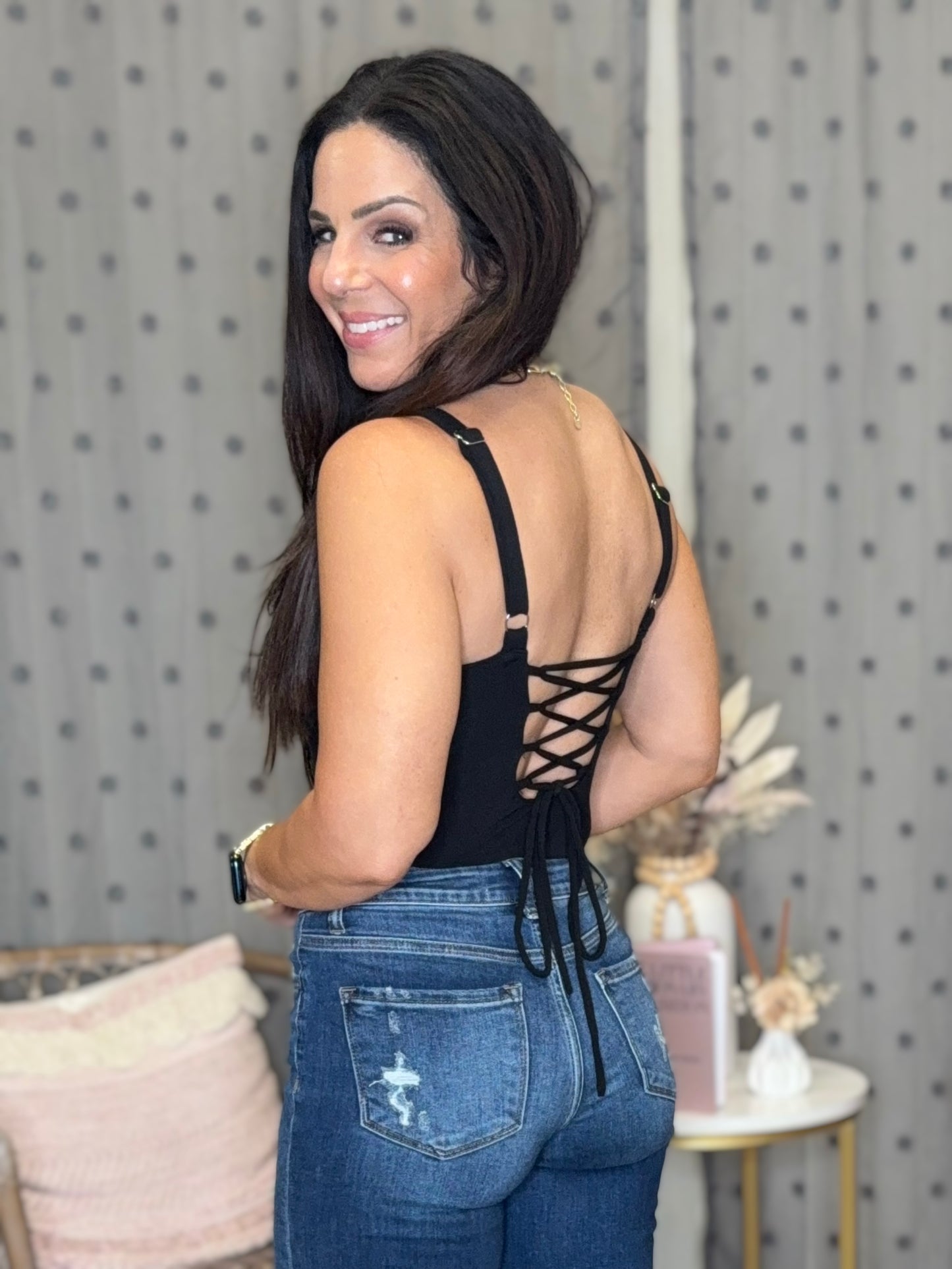 Dark Night Lace Back Bodysuit