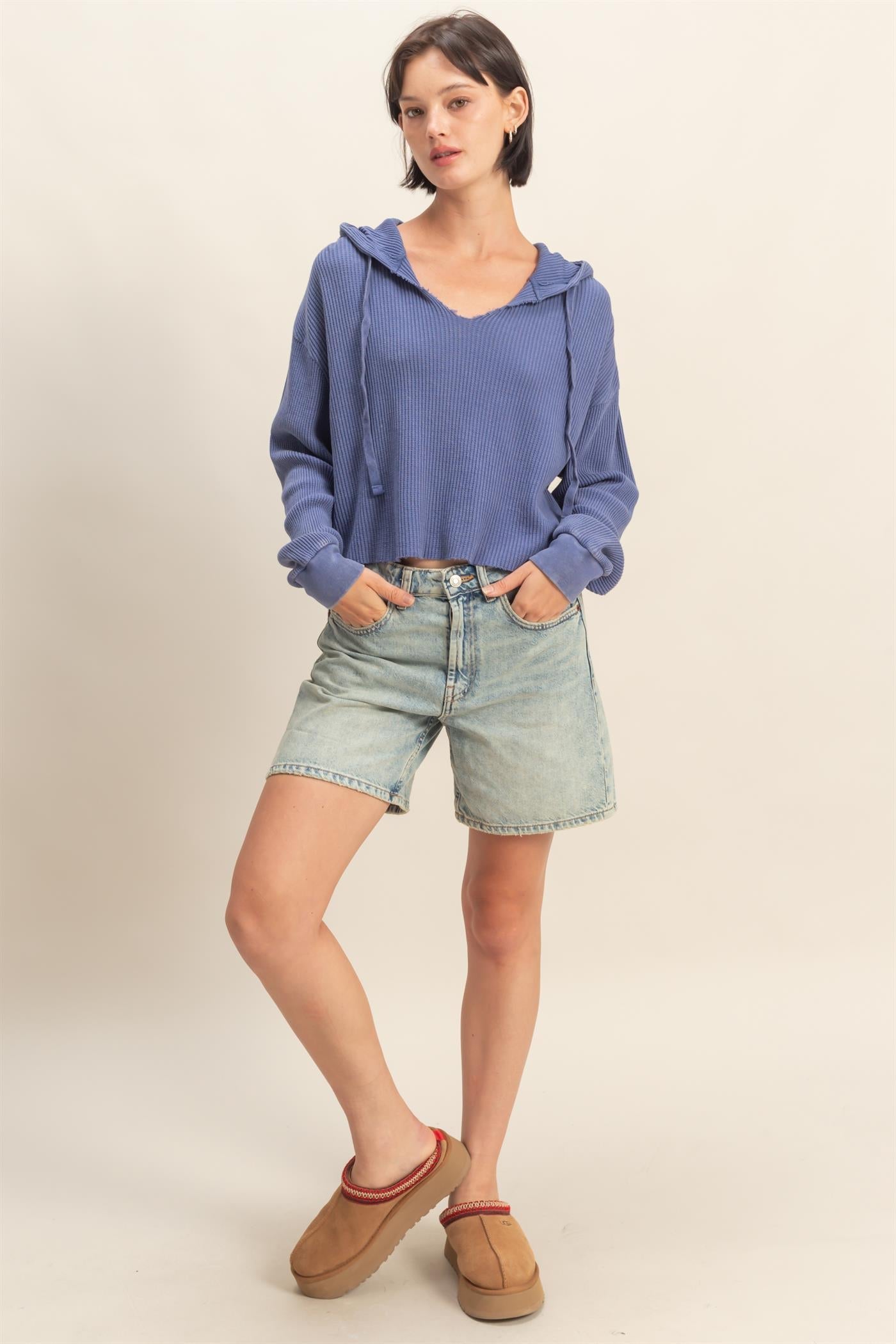 PREORDER - Sundaze Ribbed Knit Hoodie - 4 colors