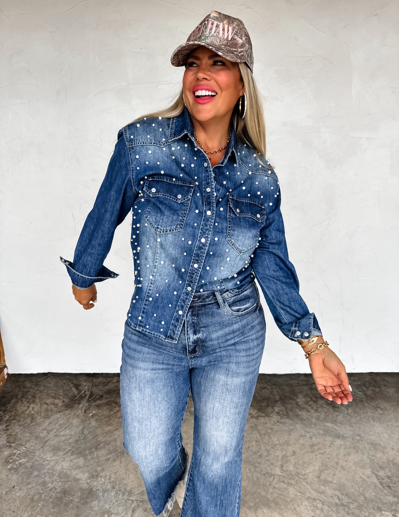 PREORDER - Dolly Pearl Denim Top
