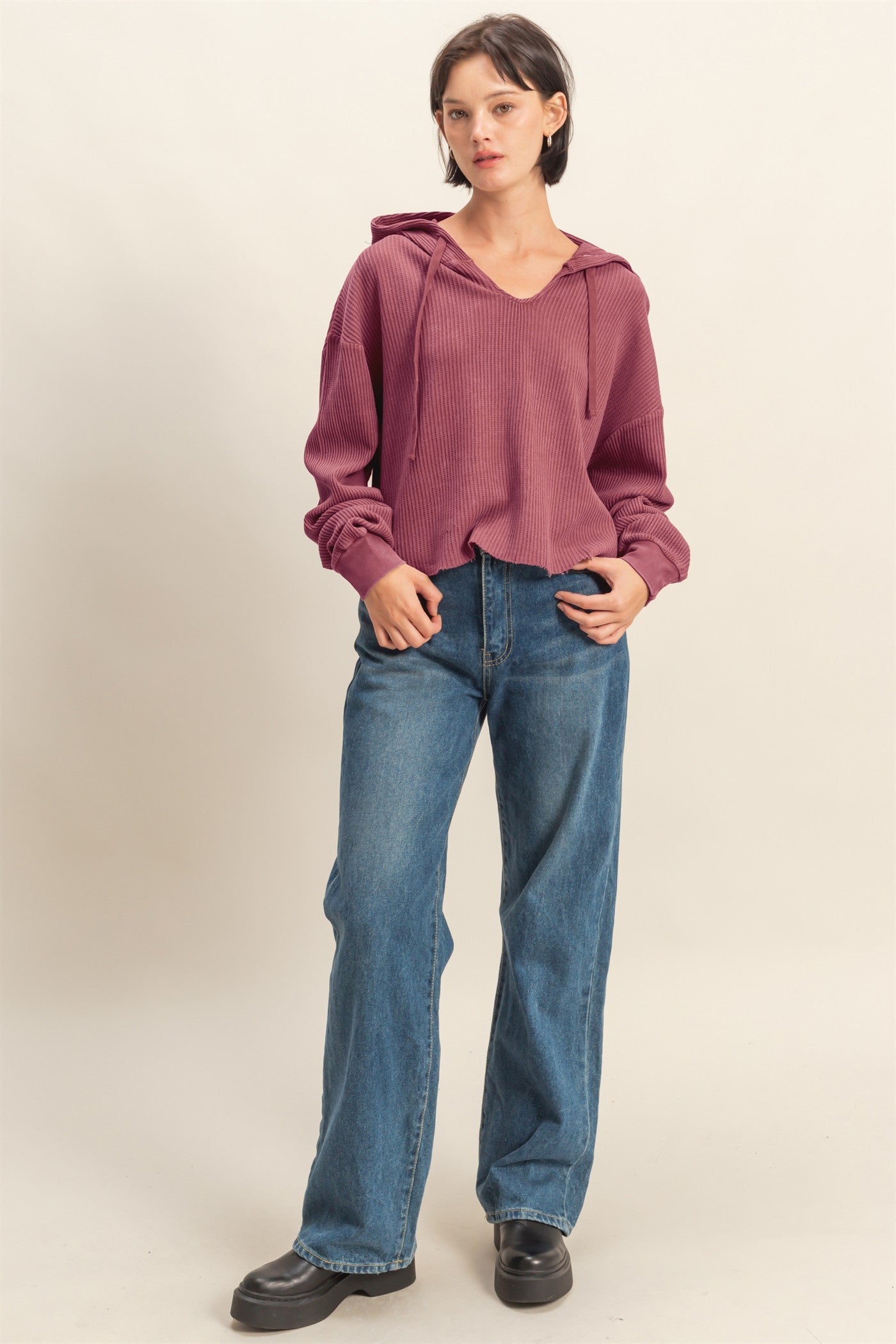 PREORDER - Sundaze Ribbed Knit Hoodie - 4 colors
