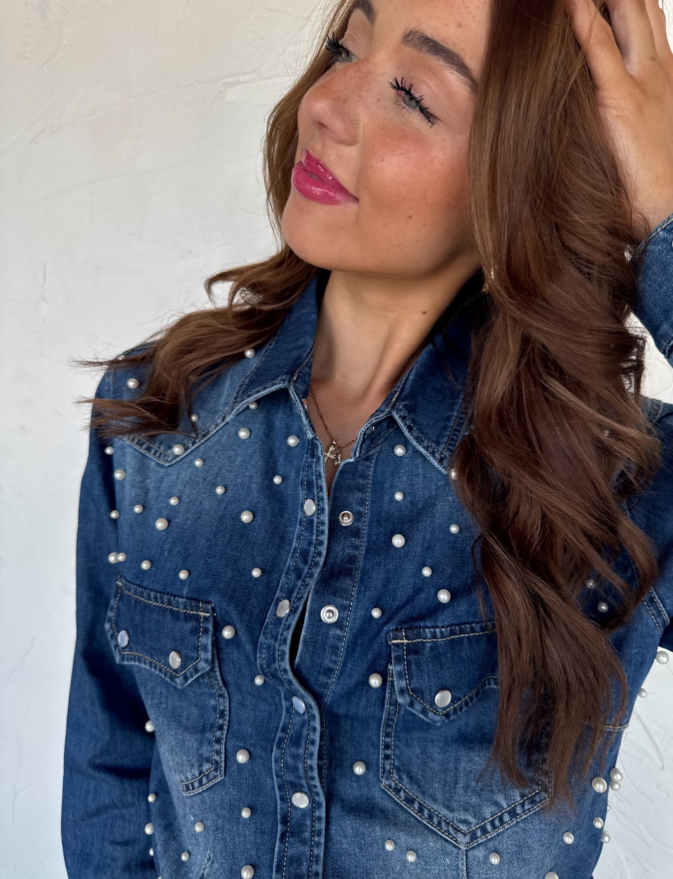 PREORDER - Dolly Pearl Denim Top