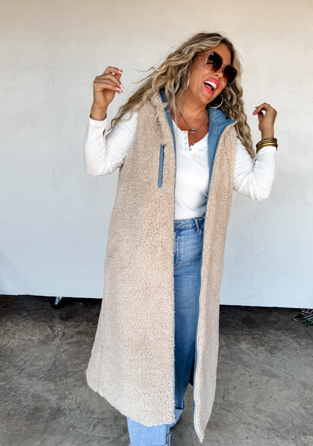 PREORDER - Reversible Sherpa Puffer Vest - 3 colors