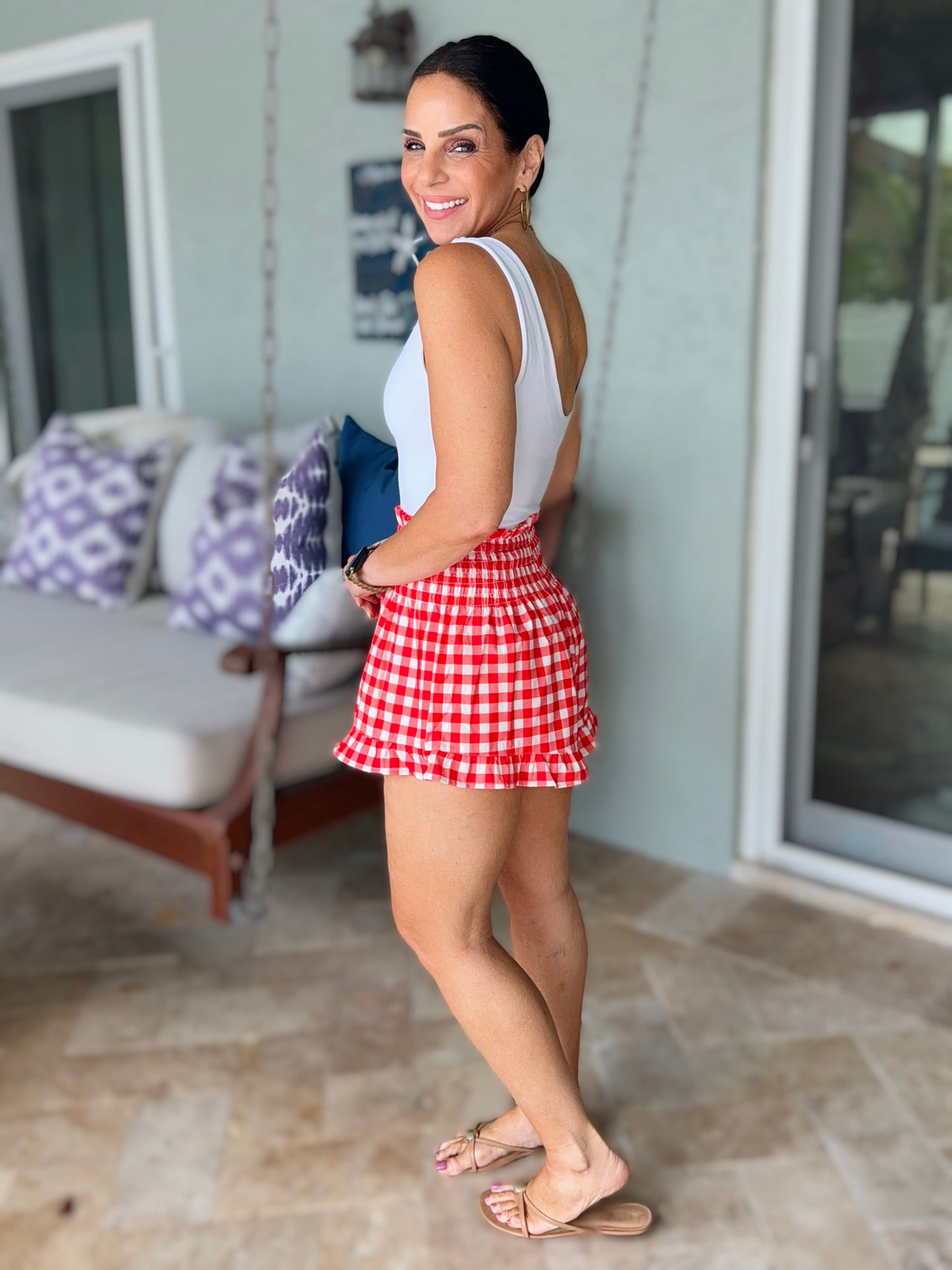 Red Gingham Sunny Strolls Shorts