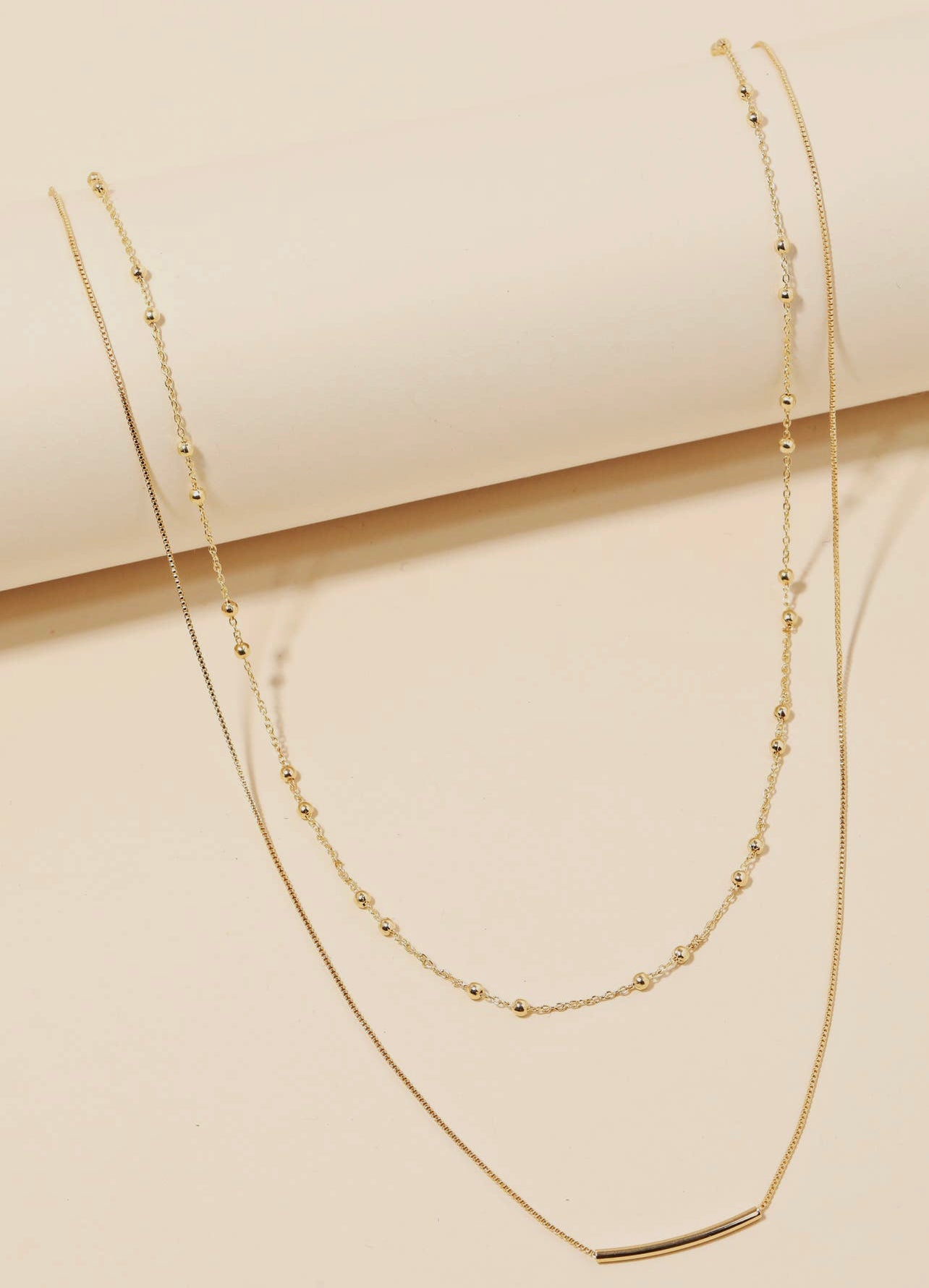 Layered Dainty Chain Bar Charm Necklace