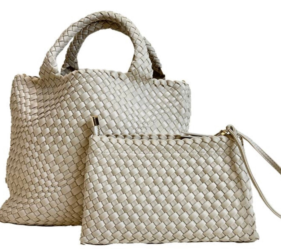 Lily Woven Neoprene Tote with Pouch - 14 colors