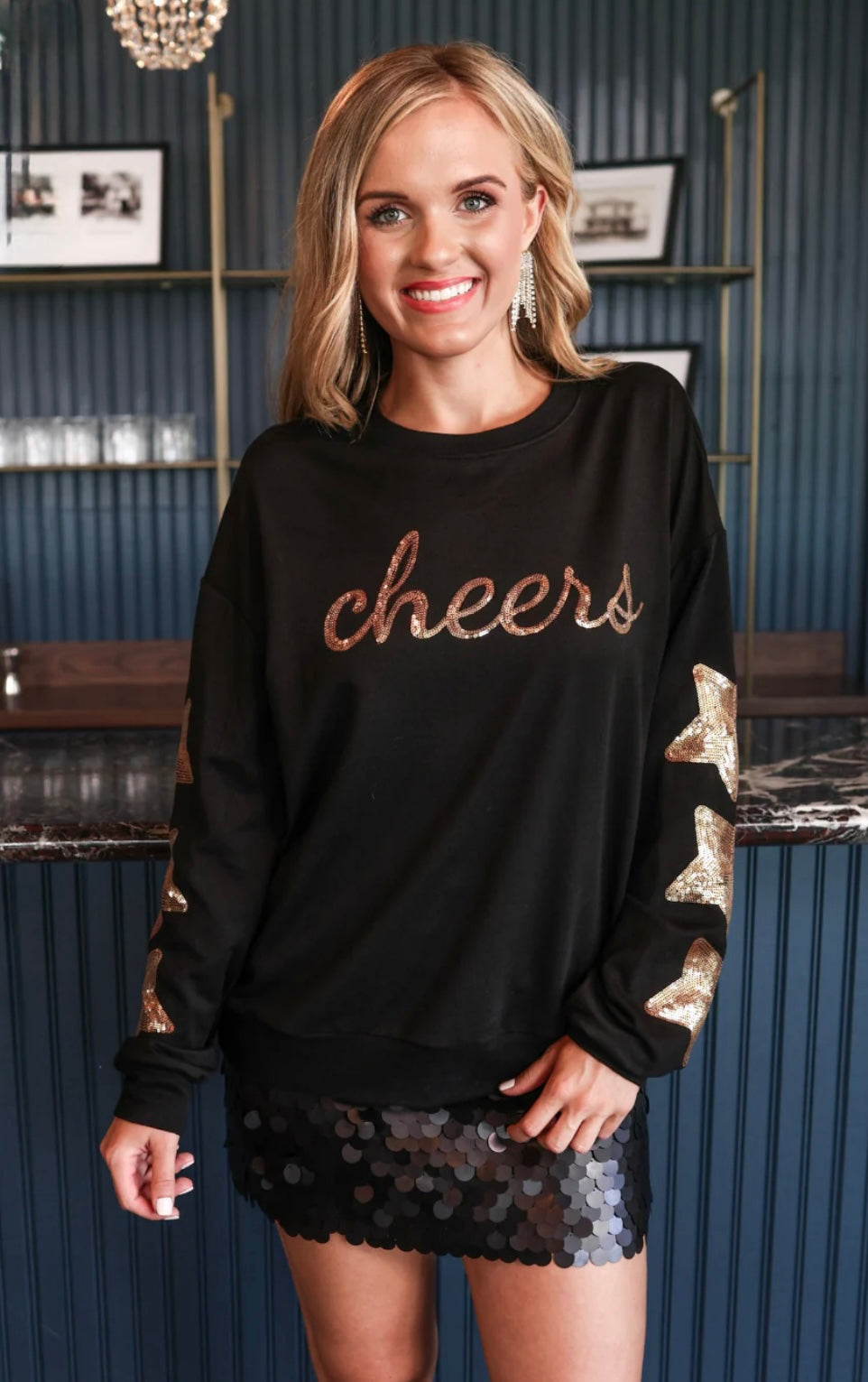 Cheers Sequin Stars Sweatshirt