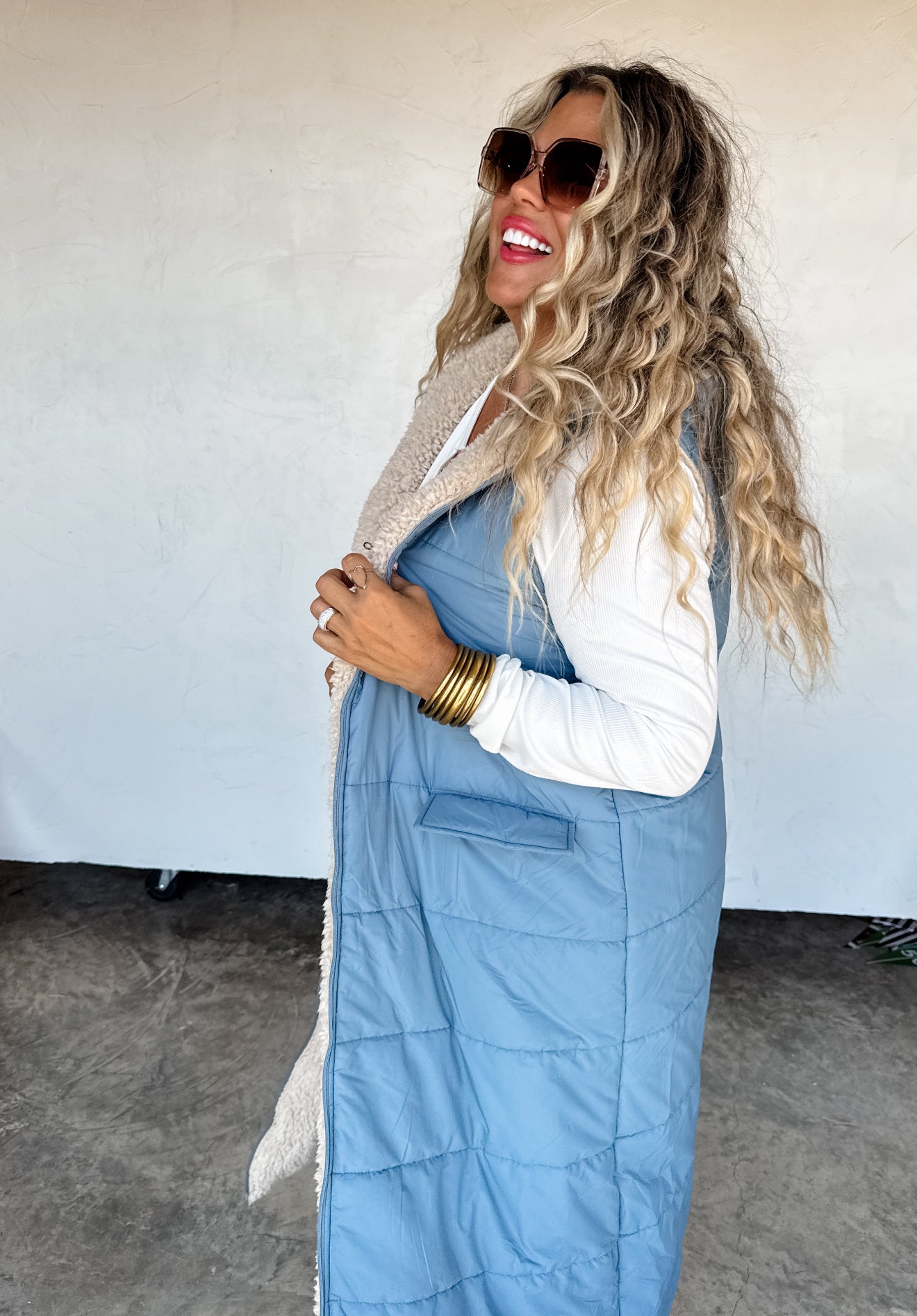 PREORDER - Reversible Sherpa Puffer Vest - 3 colors