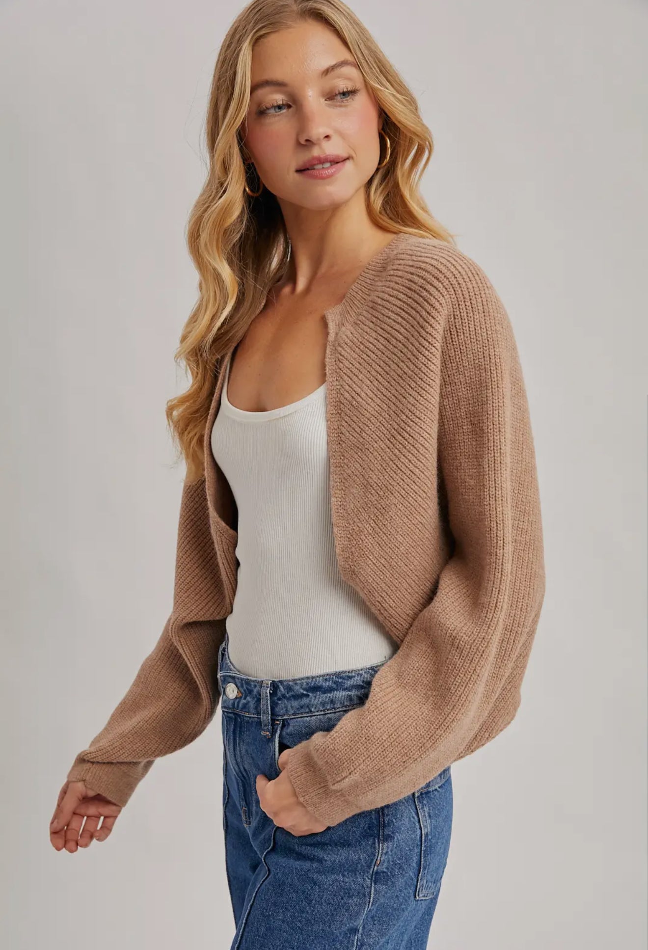 PREORDER - Cropped Knit Bolero Shrug Sweater
