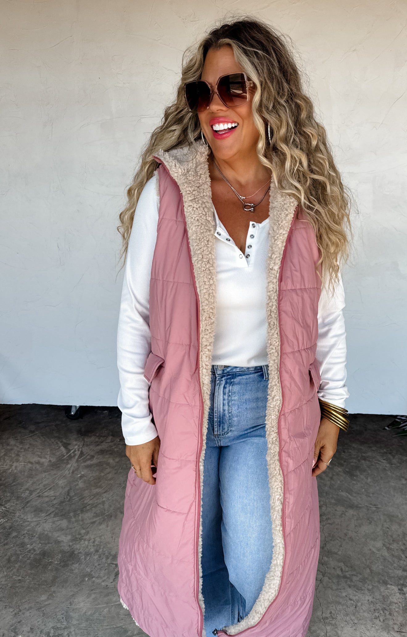 PREORDER - Reversible Sherpa Puffer Vest - 3 colors