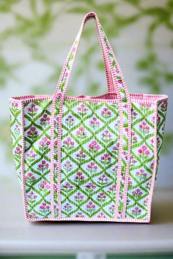 PREORDER - Miller Pink & Green Floral Tote Bag