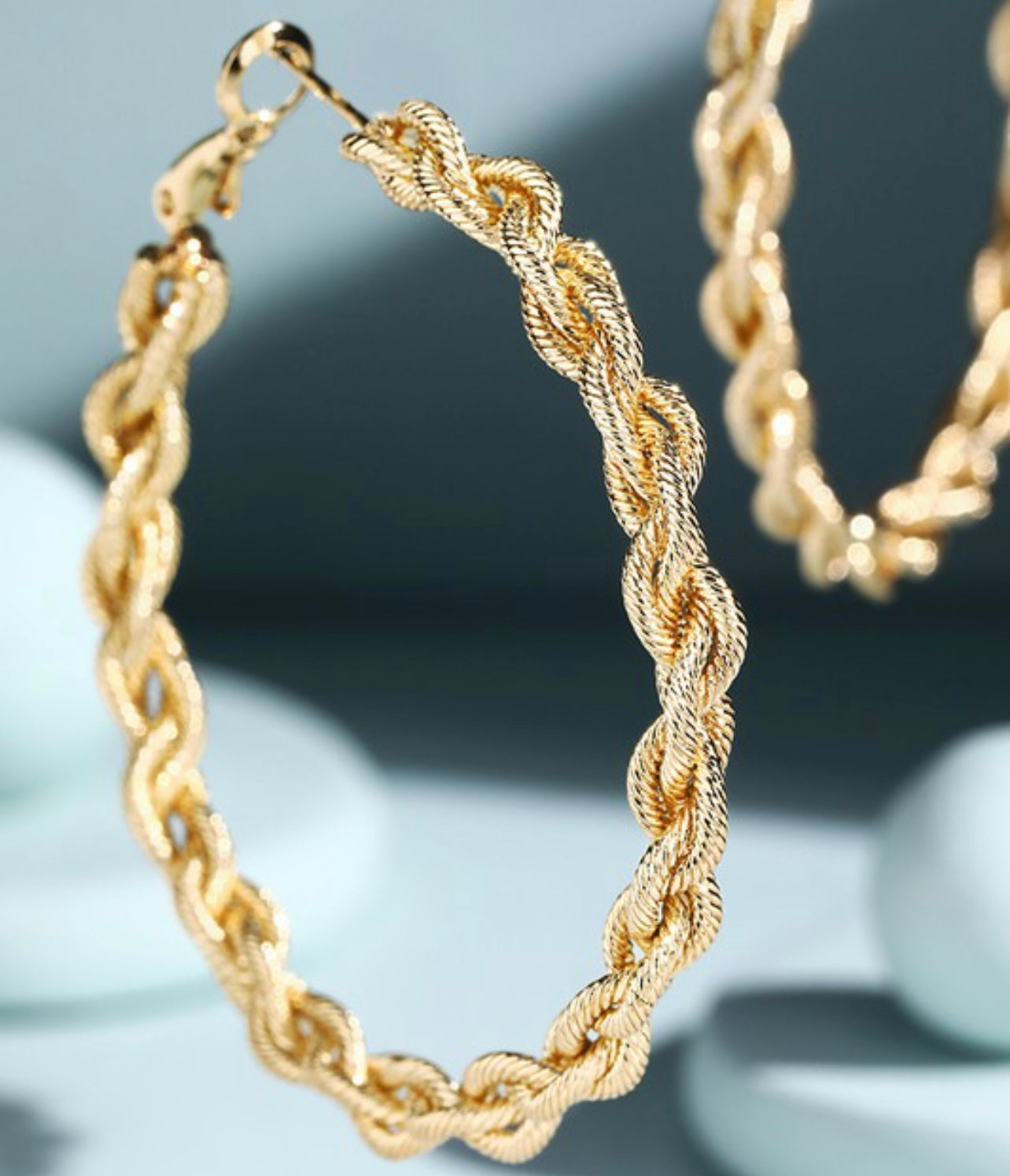 Intertwined Gold Wire Hoop Earrings