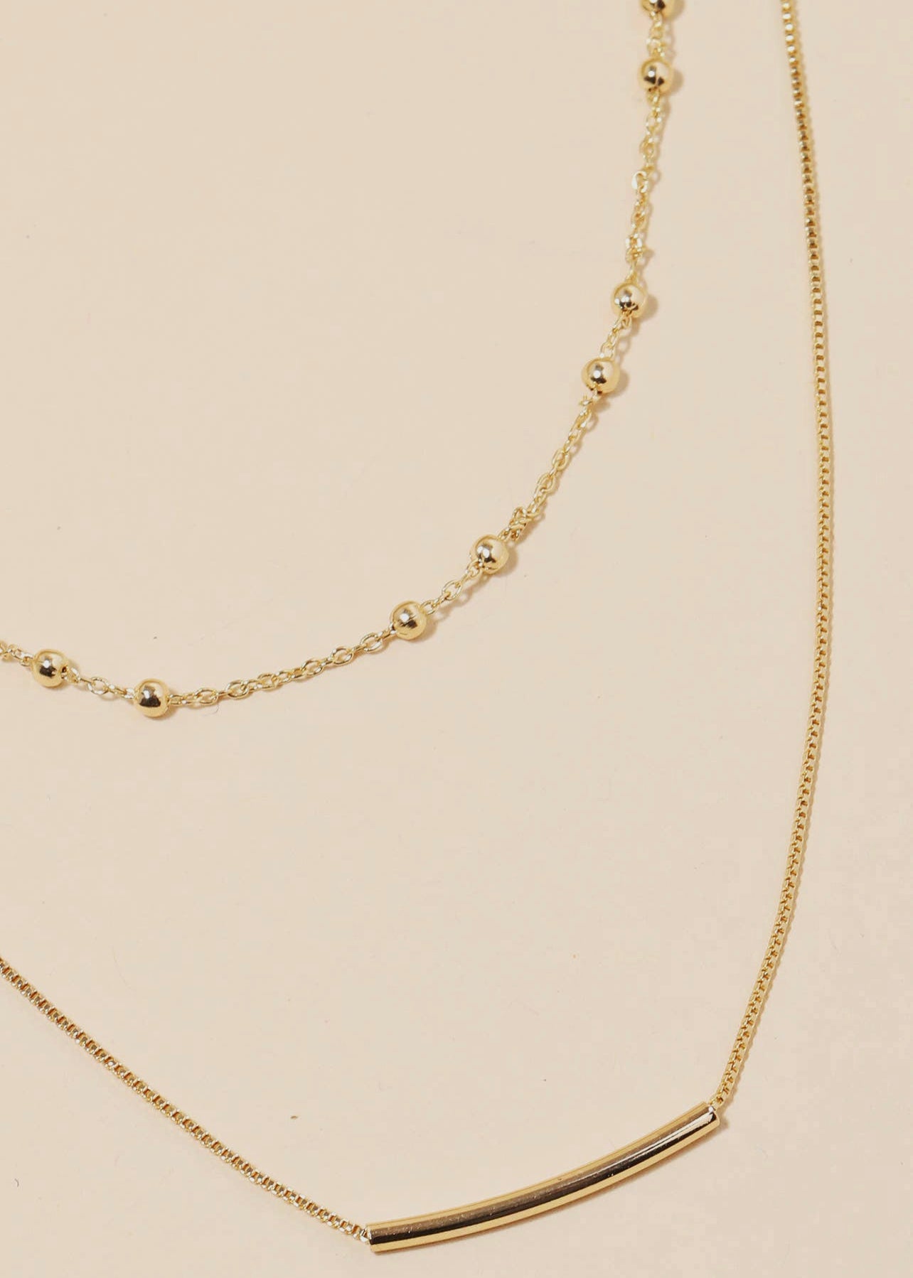 Layered Dainty Chain Bar Charm Necklace