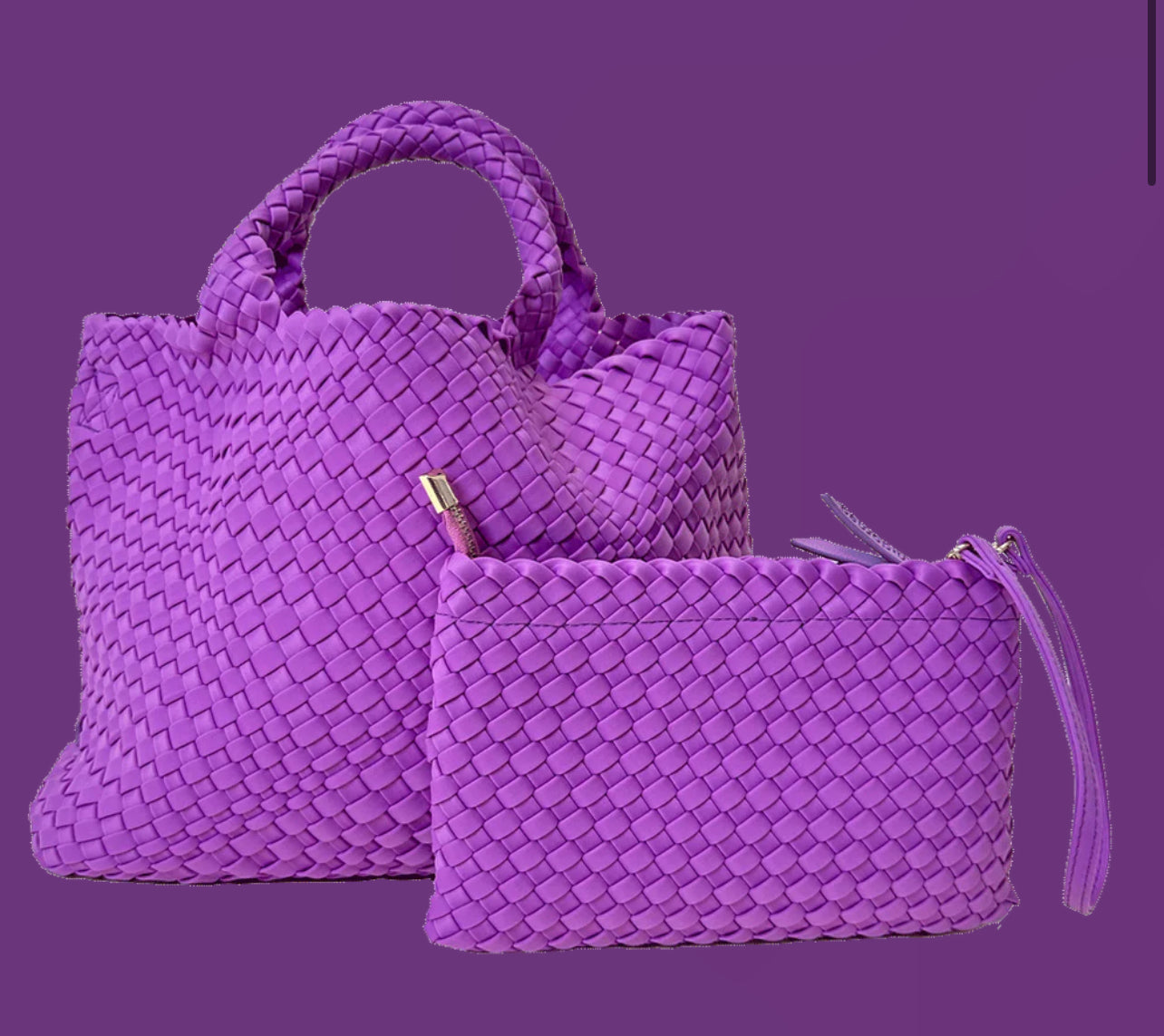 Lily Woven Neoprene Tote with Pouch - 14 colors