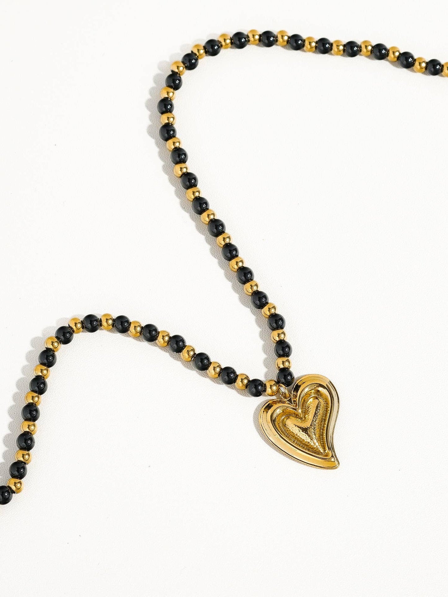 Sappho Gold Heart Beaded Necklace