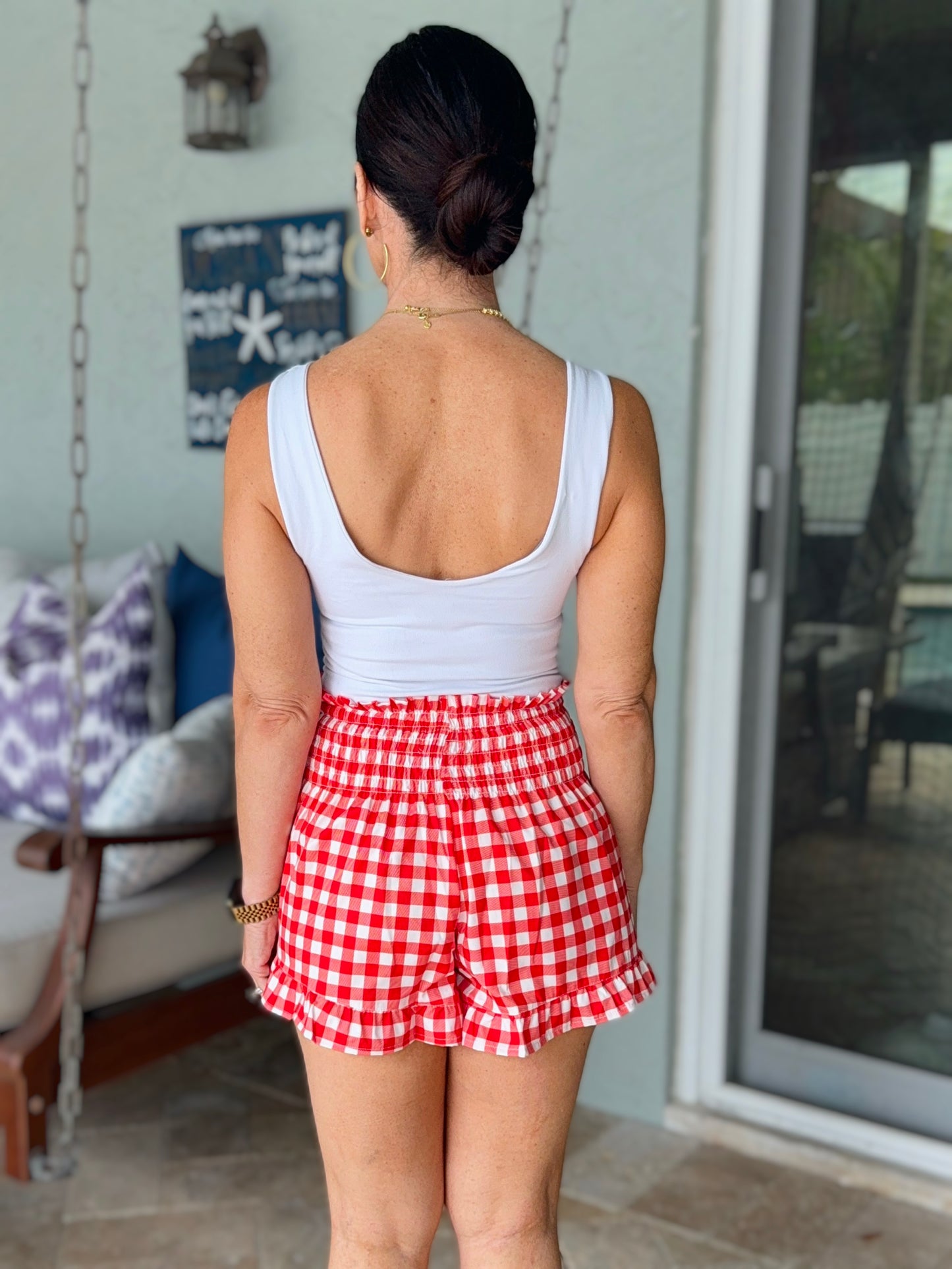 Red Gingham Sunny Strolls Shorts