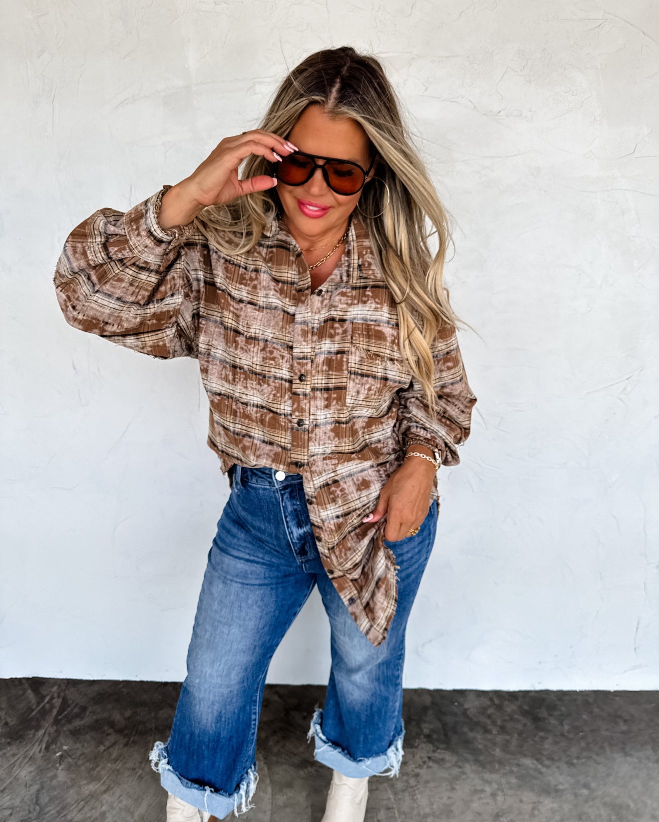 PREORDER - Juniper Bleached Plaid Top - 4 colors