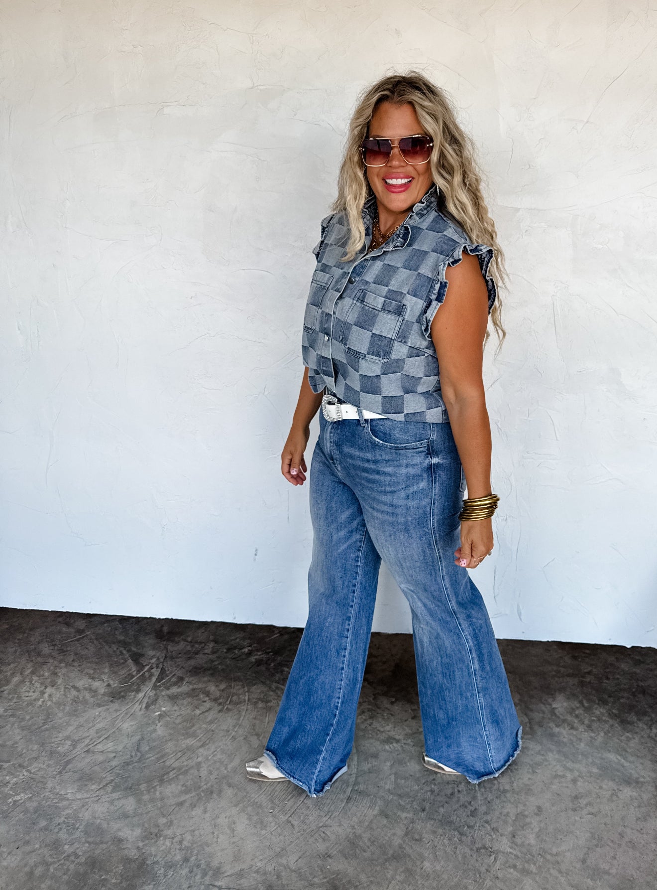 PREORDER - Lainey Checkered Denim Vest