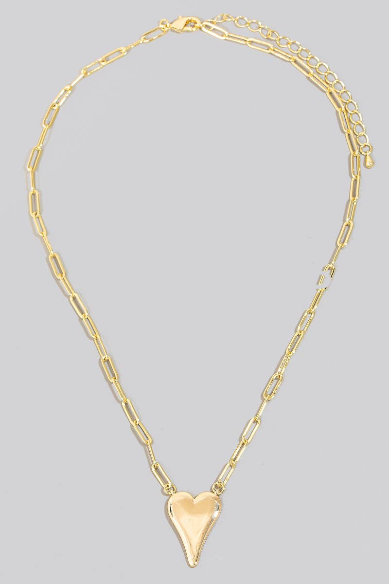 Gold Dipped Long Heart Oval Hoop Chain Necklace