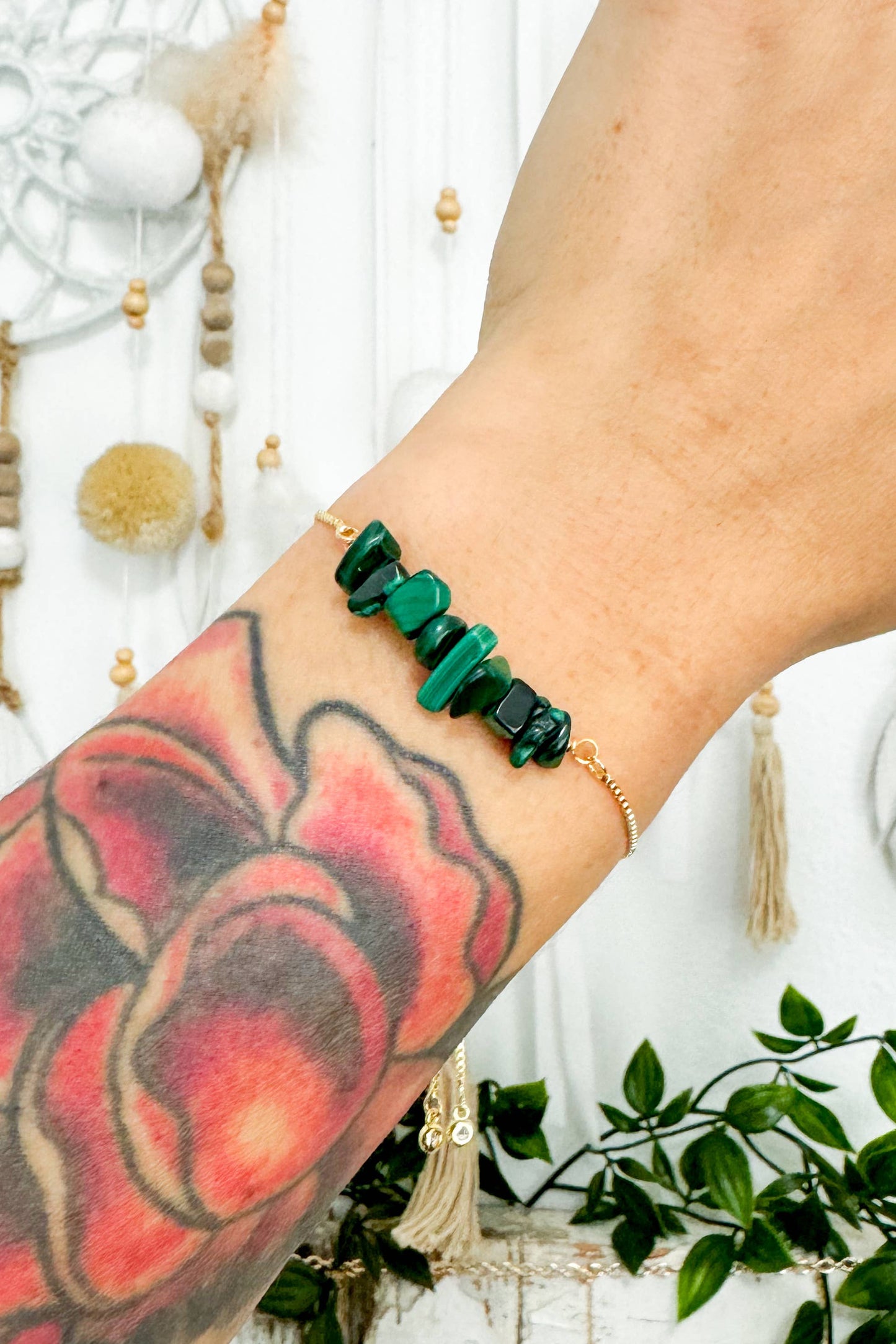 Malachite Chip Adjustable Bracelet