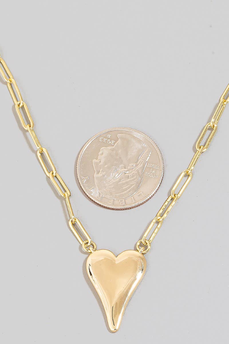 Gold Dipped Long Heart Oval Hoop Chain Necklace