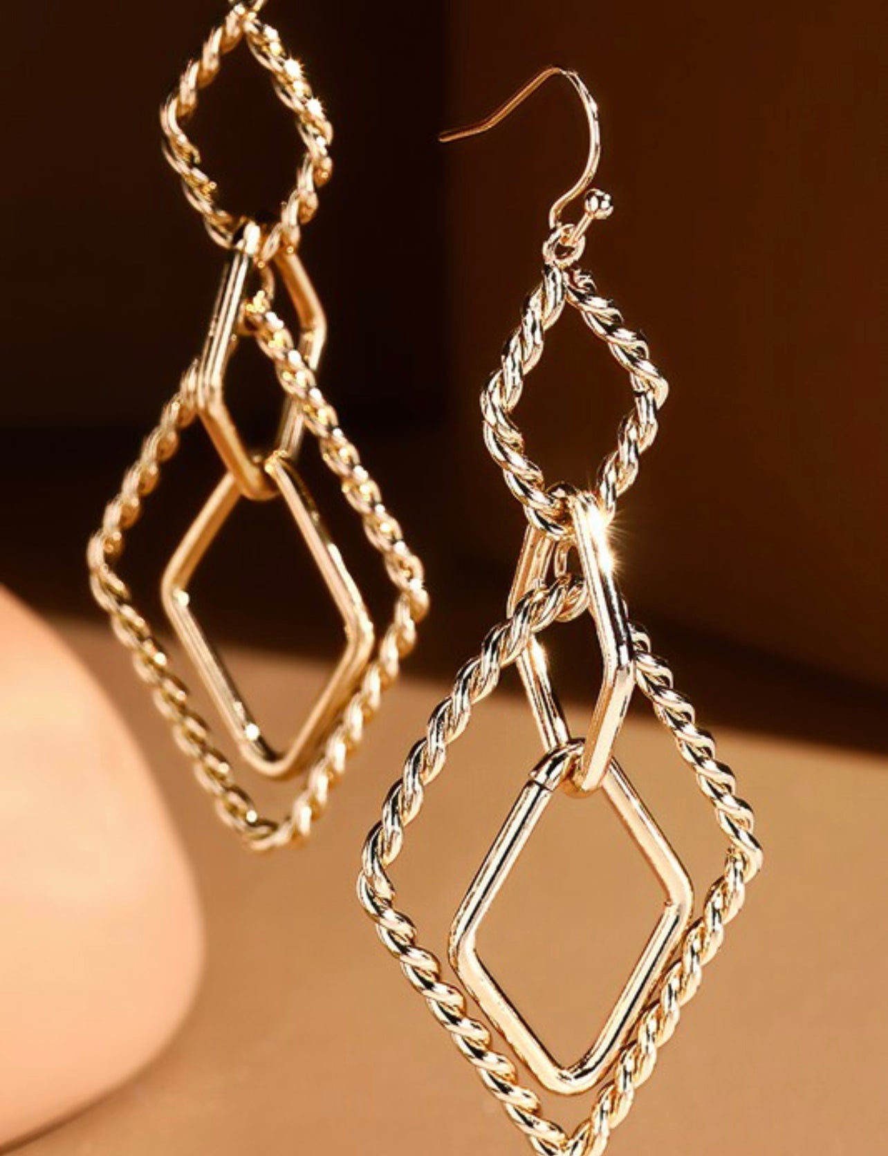 Gold Diamond Drop Earrings