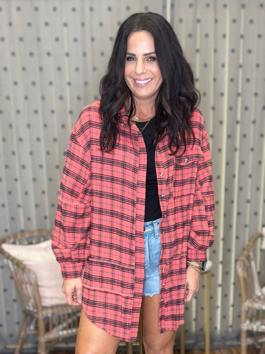 Rustic Retreat Distressed Flannel Top