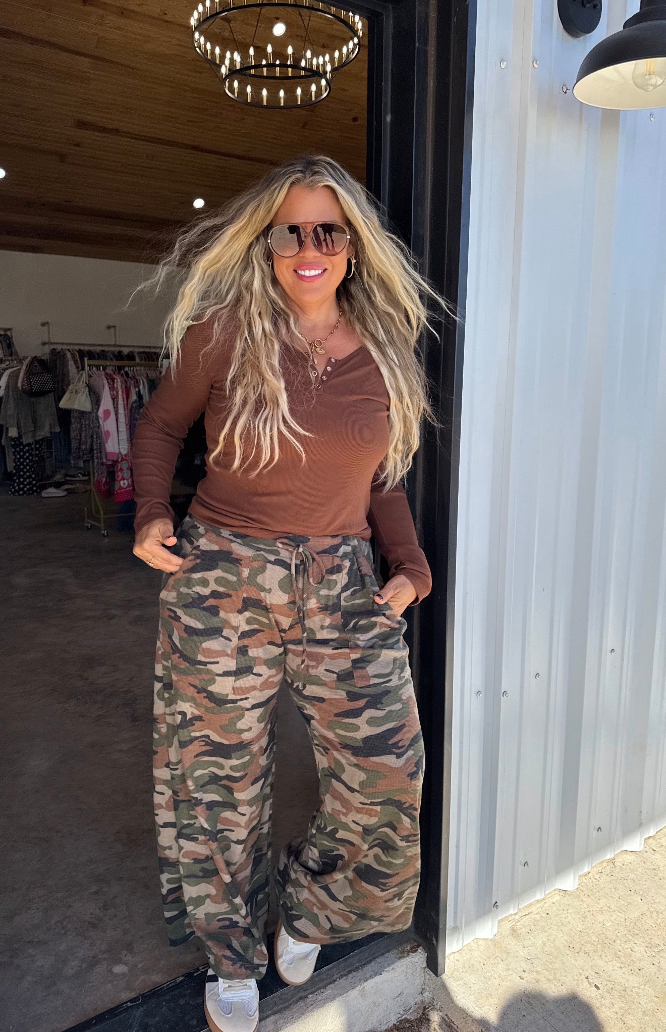 PREORDER - Haddie Camo Waffle Pants