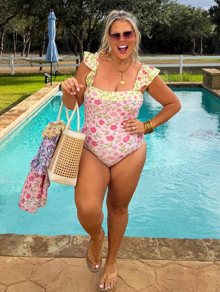 PREORDER - Floral Rainbow Swim Set