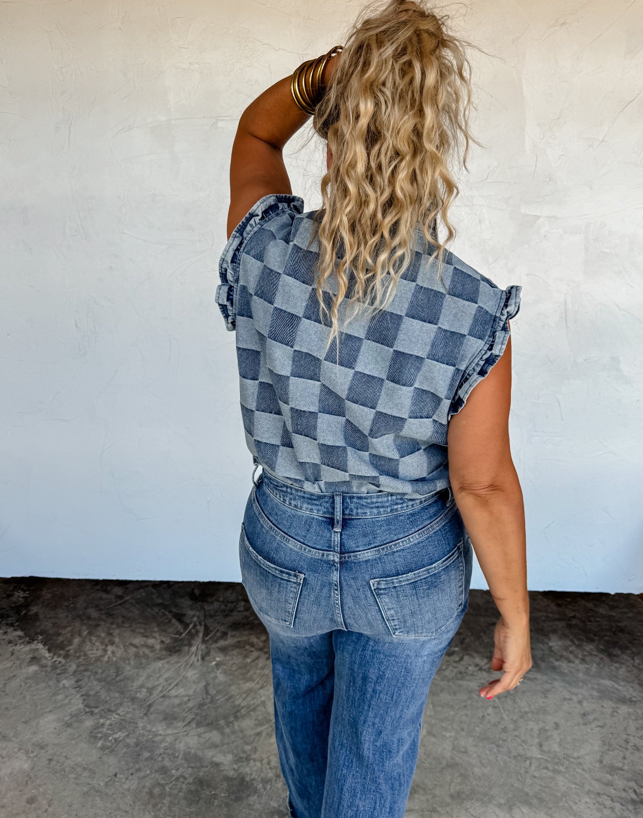 PREORDER - Lainey Checkered Denim Vest