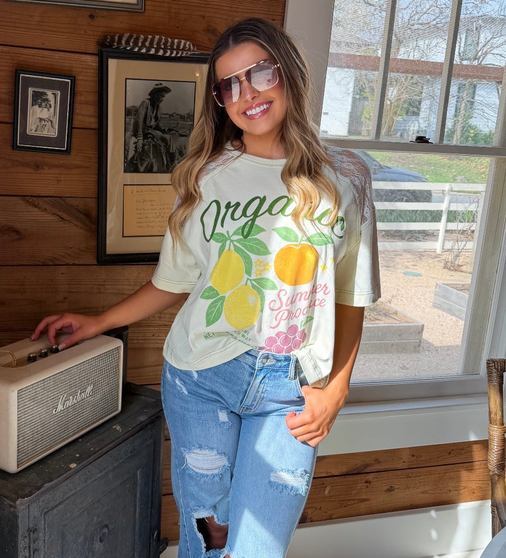 PREORDER - Squeeze the Day Lace Tee