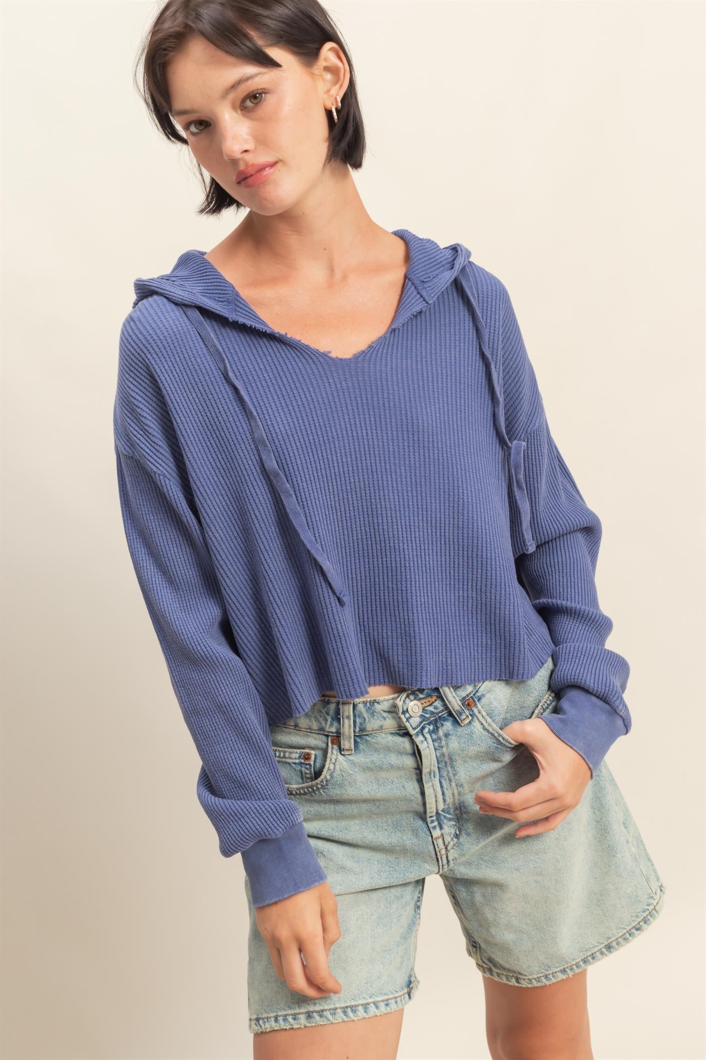PREORDER - Sundaze Ribbed Knit Hoodie - 4 colors