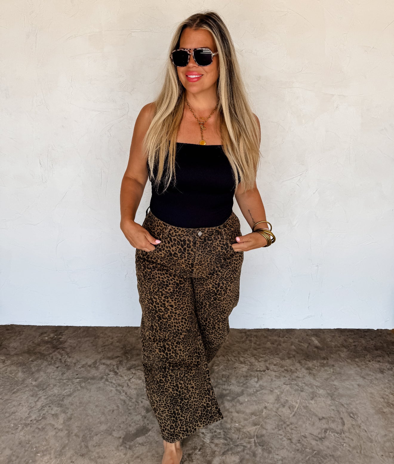 PREORDER - Bex Cheetah Barrel Jeans