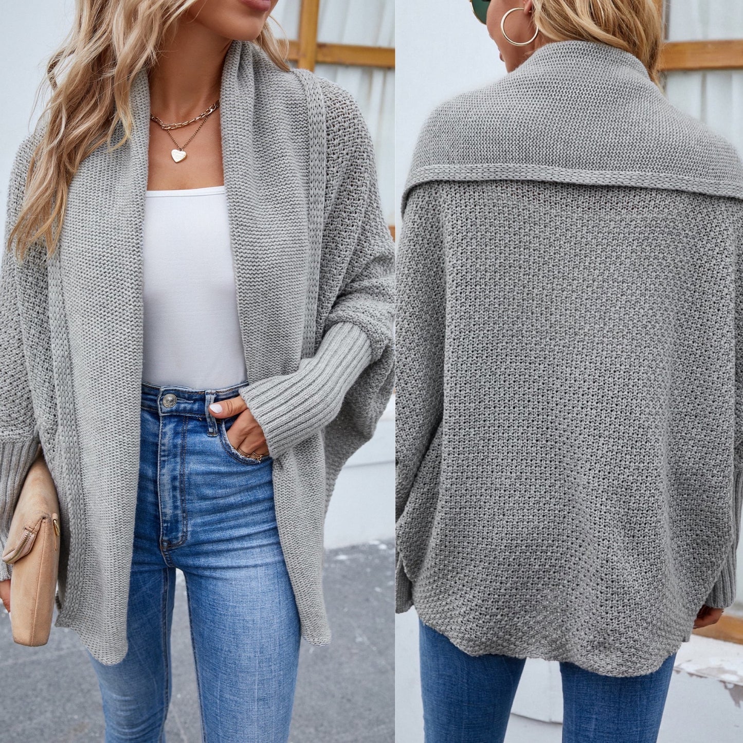 Open Front Long Sleeve Cardigan