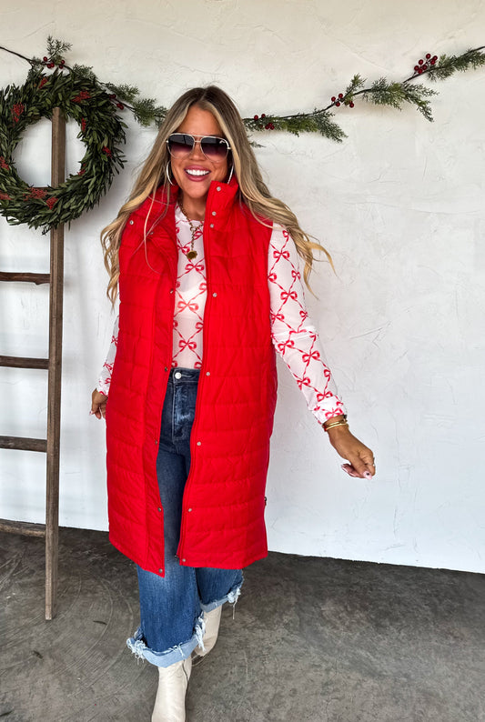 PREORDER - Kendall Long Puffer Vest - 5 colors